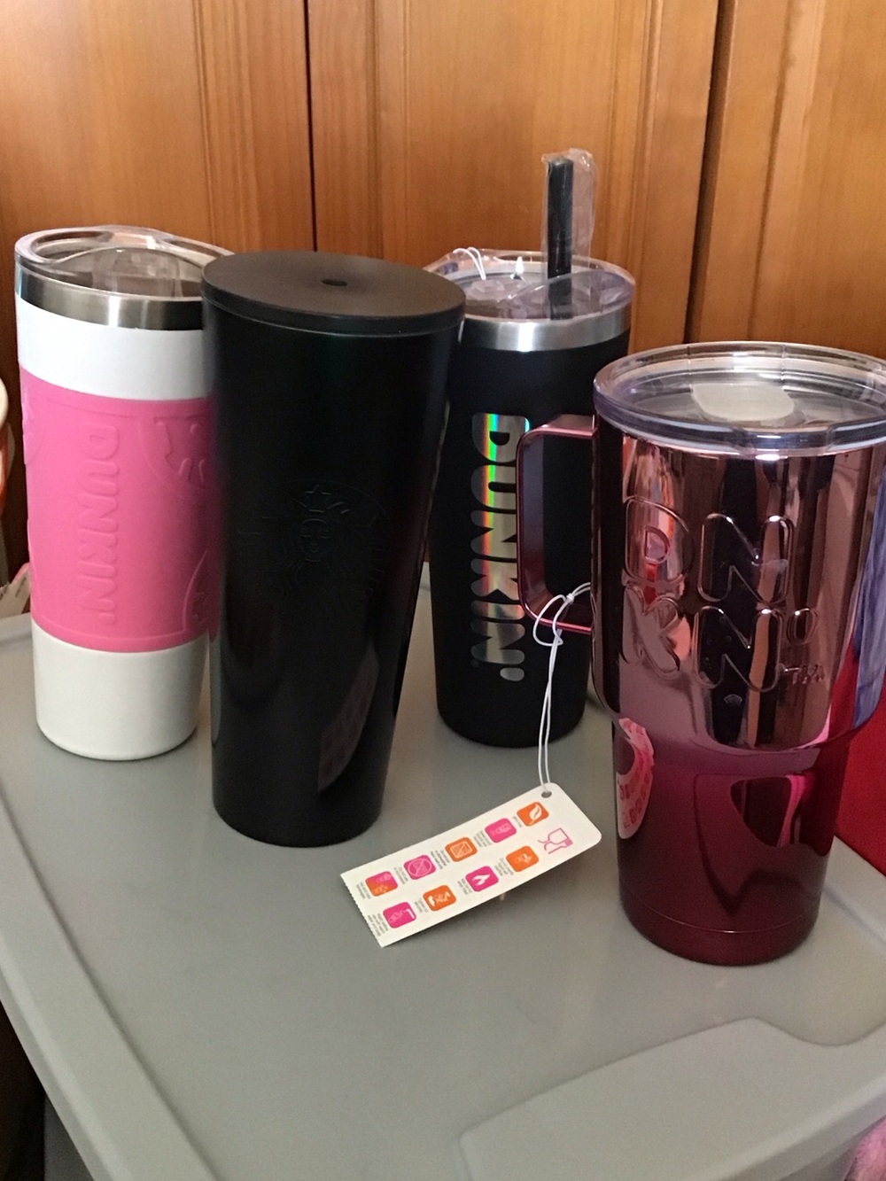 Dunkin' Donuts & Starbucks Insulated Stainless Steel tumblers 4 for $50